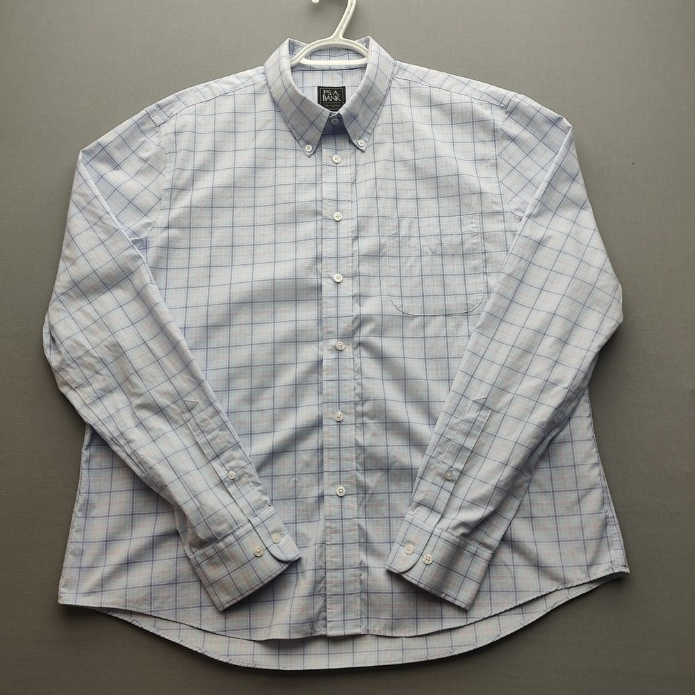 Jos. A Bank Traveler Slim Fit Men's Multicolored Plaid Ls Button Up Shirt XL